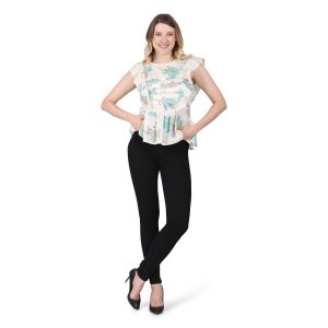 Buy Glam Modene Women's Cotton Ruffle Printed Peplum Top, Sea Green (X-Small) at Amazon.in