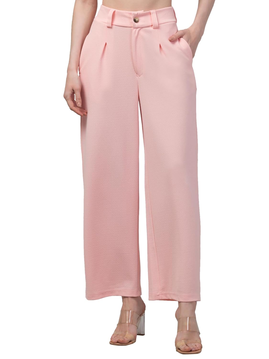 Women Polyester Blend Relaxed Fit Trouser with Pockets